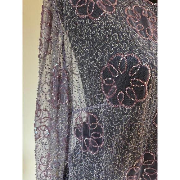 Unbranded Sheet Coat Jacket Iridescent Beaded Lilac, Unicorn Colors, Long Sleeve - Picture 4 of 6